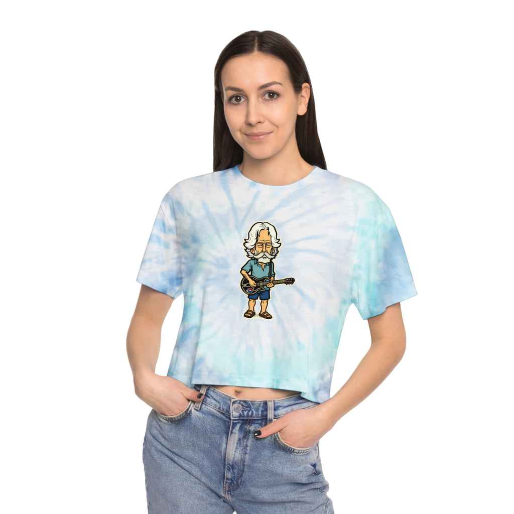 Bob Weir Tie-Dye Crop Tee — Retro Cartoon Graphic