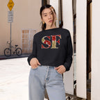 San Francisco Football Varsity Graphic Women's Fleece Cropped Pullover