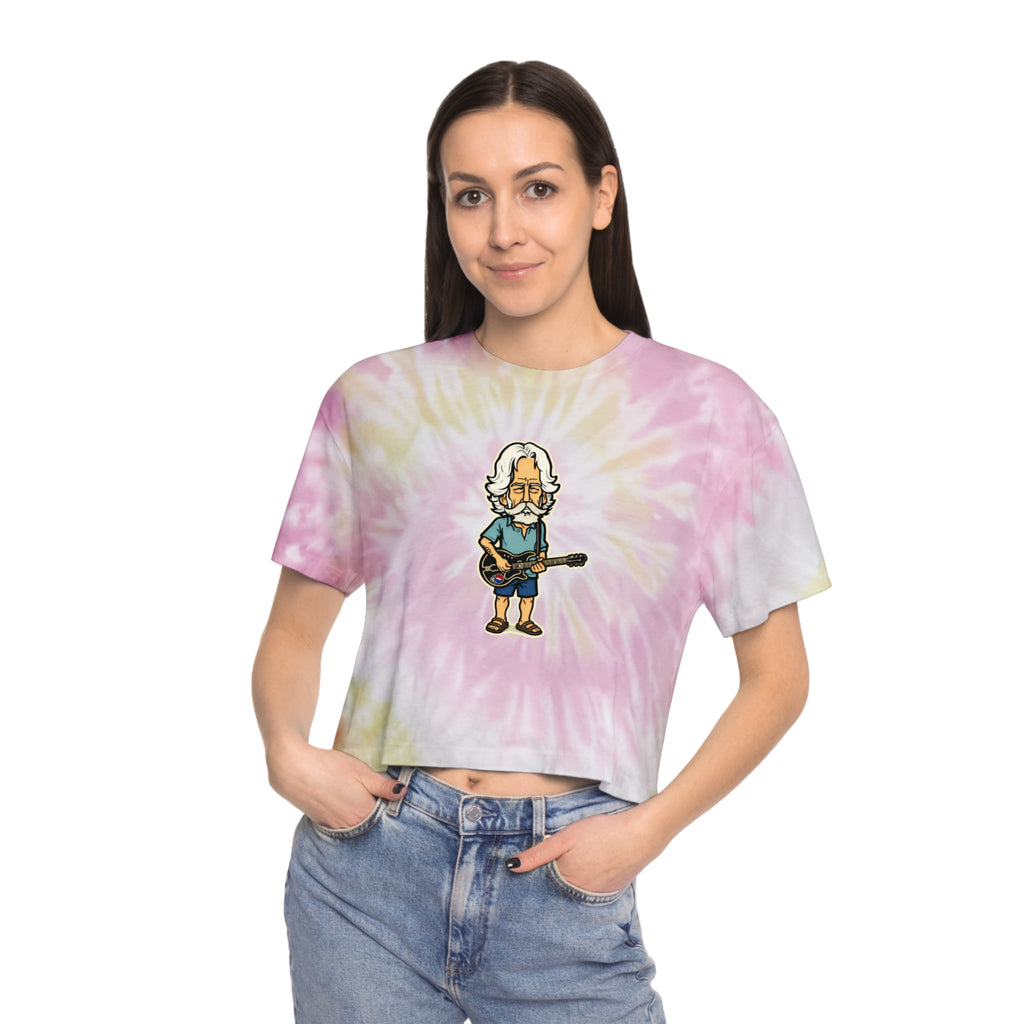 Bob Weir Tie-Dye Crop Tee — Retro Cartoon Graphic