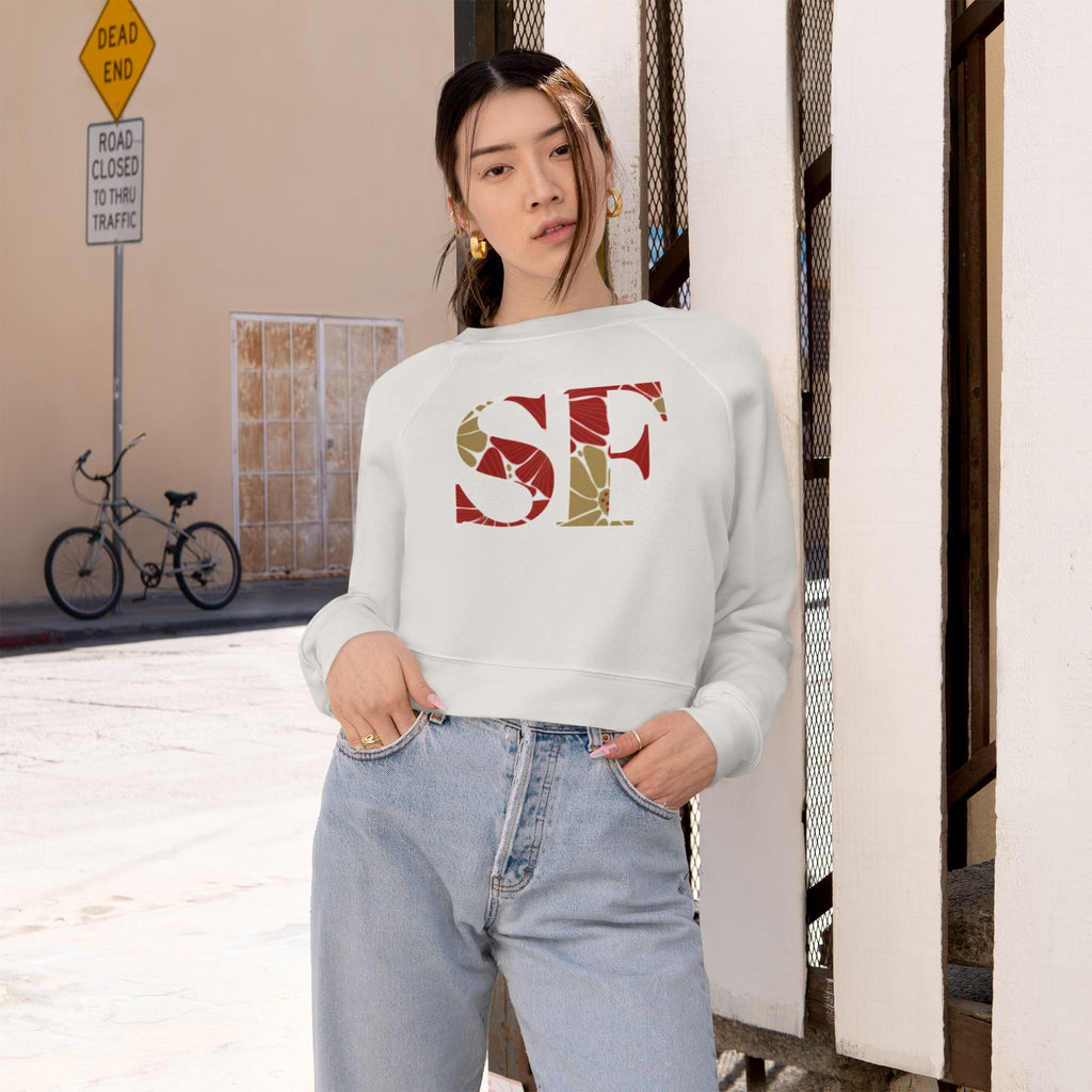 San Francisco Football Varsity Graphic Women's Fleece Cropped Pullover
