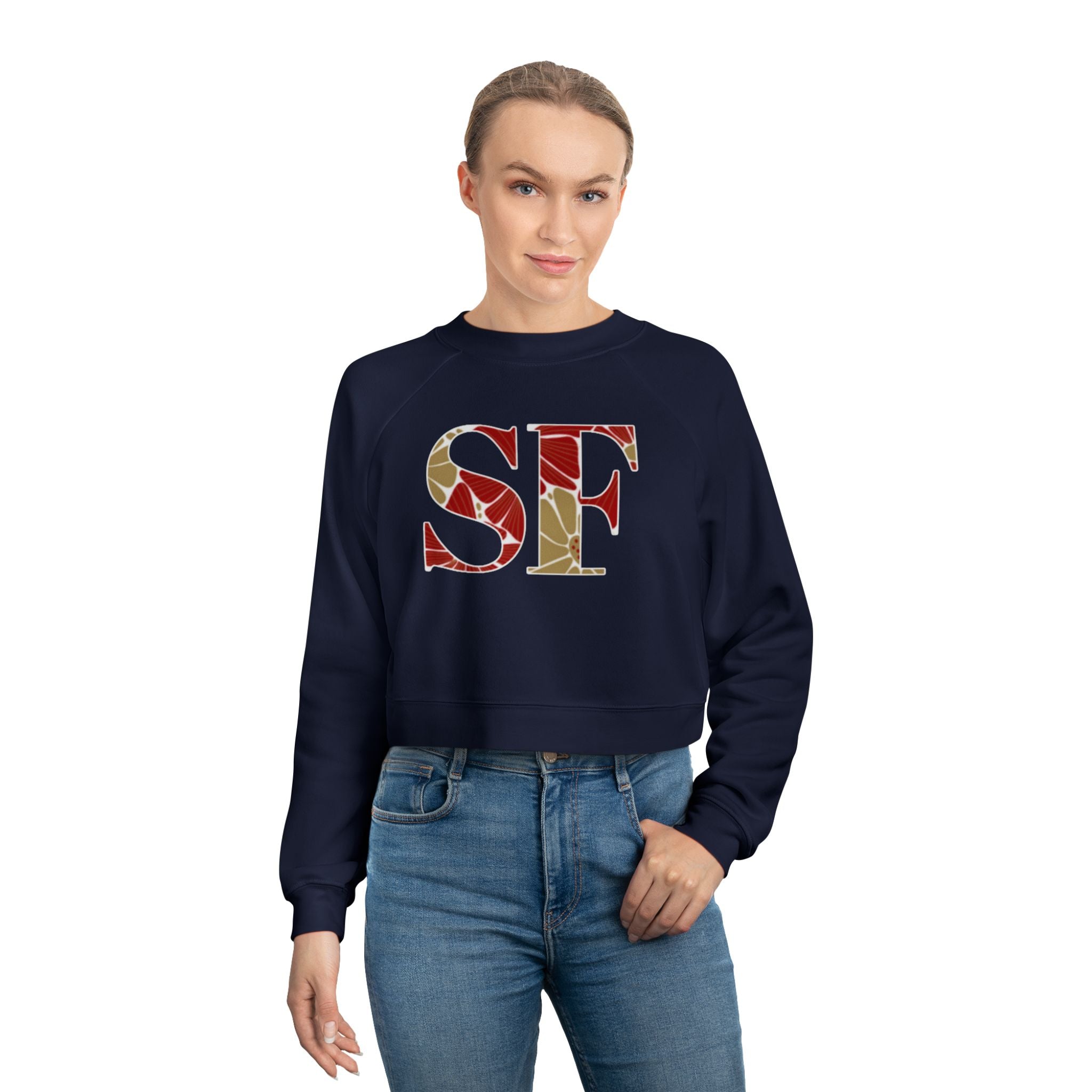 San Francisco Football Varsity Graphic Women's Fleece Cropped Pullover