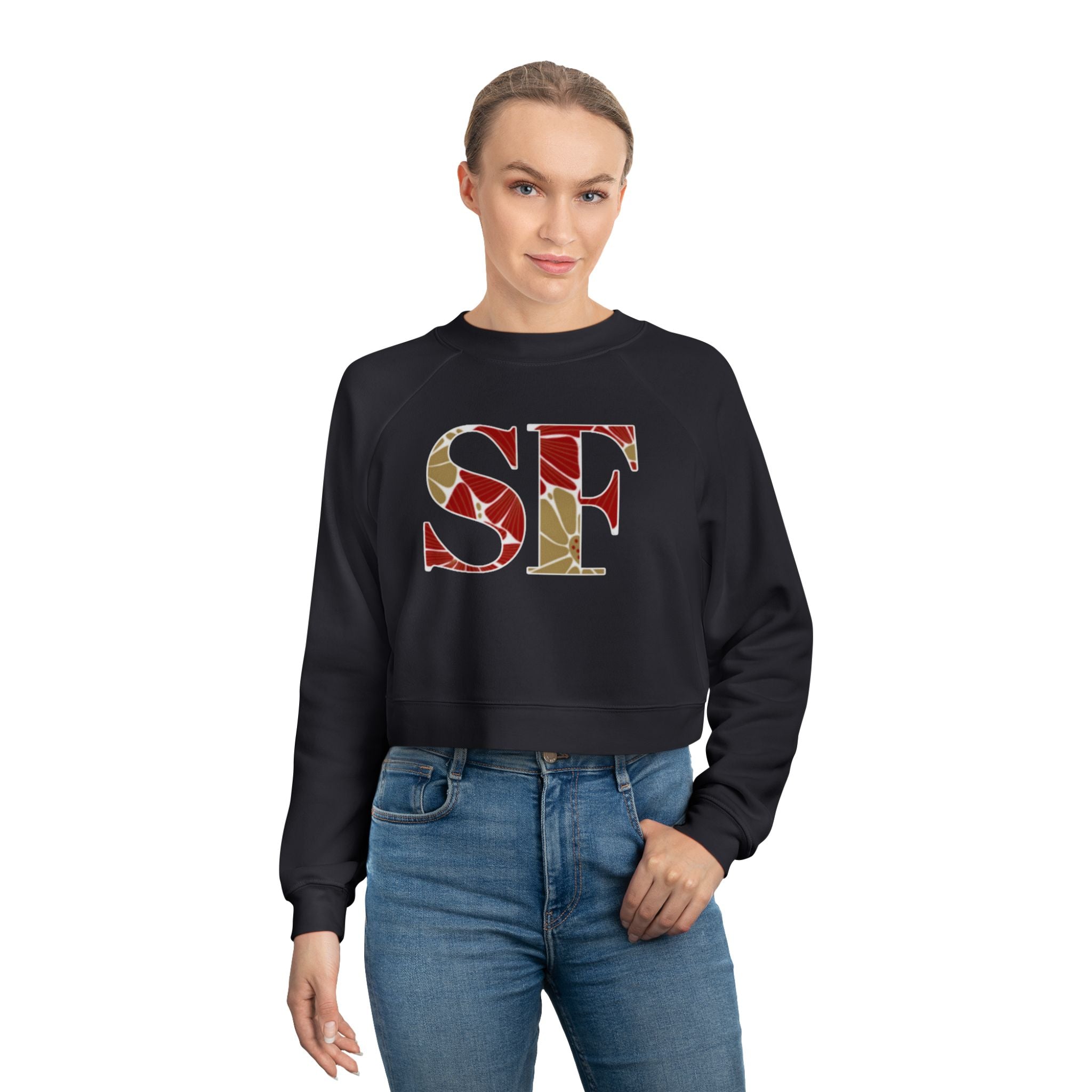 San Francisco Football Varsity Graphic Women's Fleece Cropped Pullover