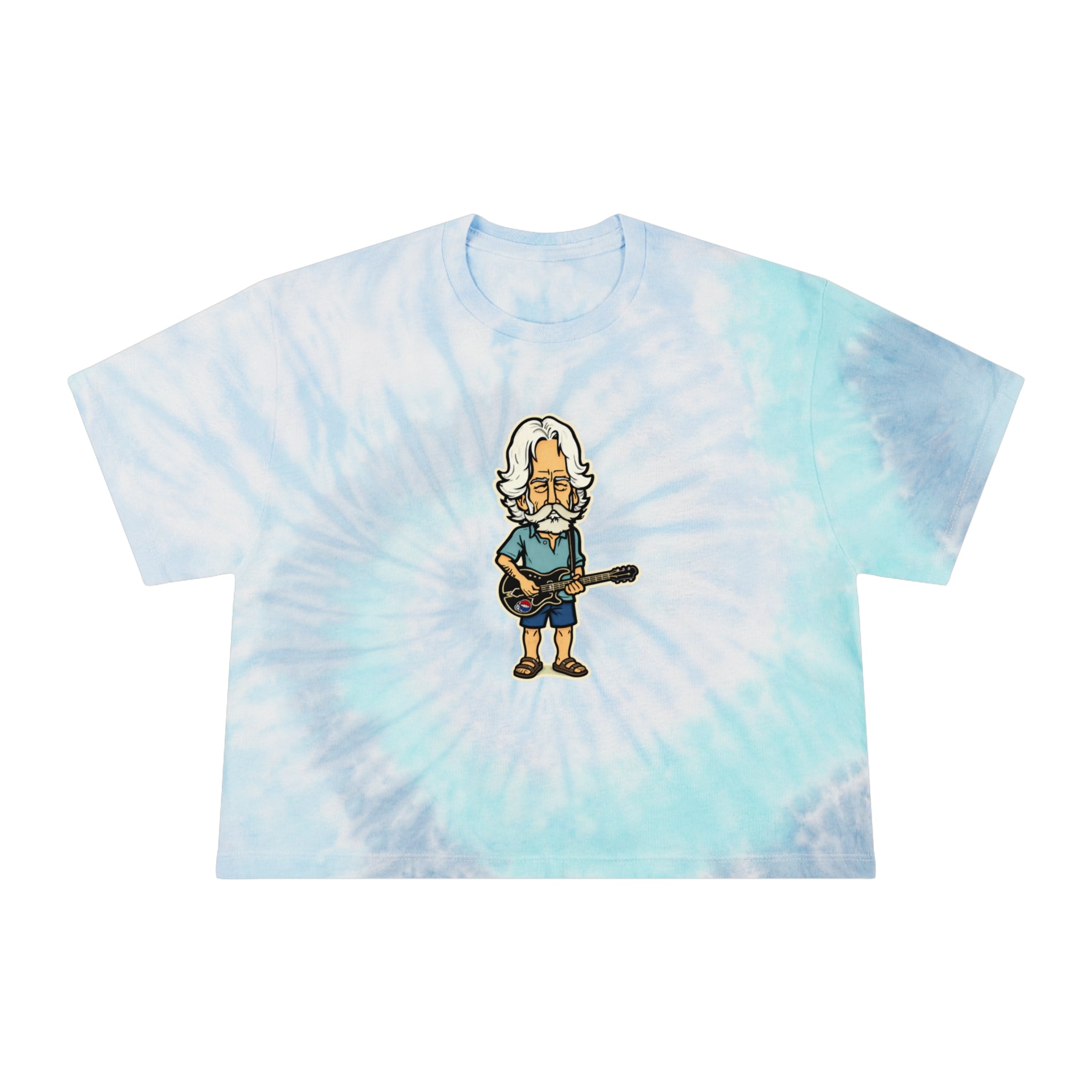 Bob Weir Tie-Dye Crop Tee — Retro Cartoon Graphic