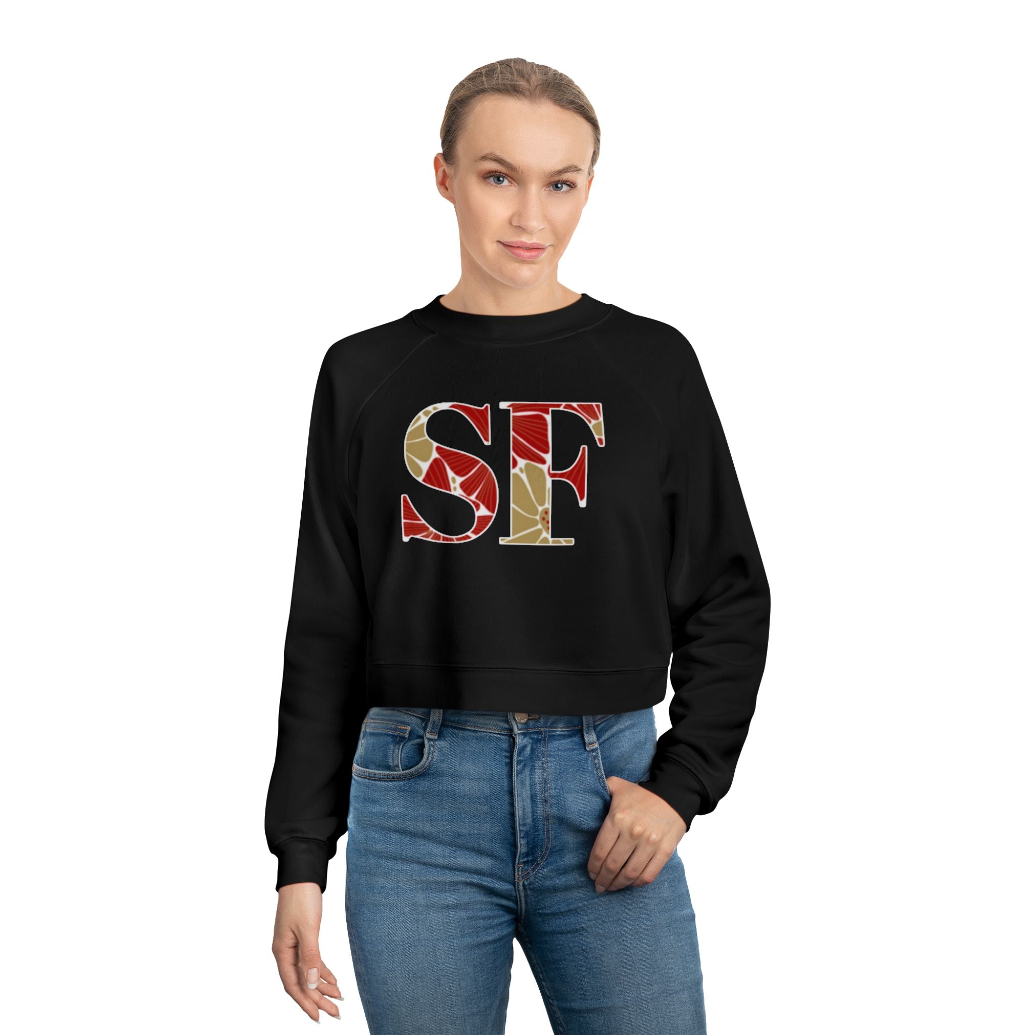 San Francisco Football Varsity Graphic Women's Fleece Cropped Pullover